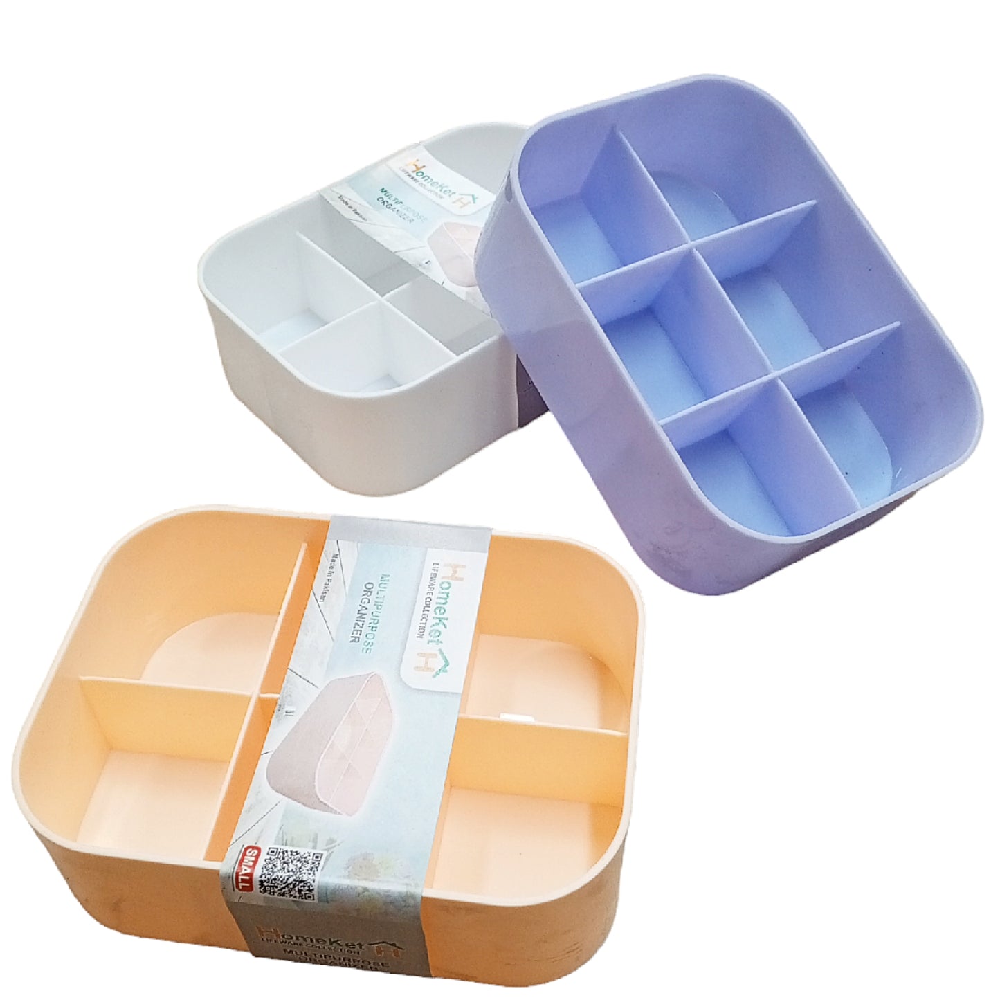 Homeket Small Size Multi-Purpose Sewing, Jewelery & Medicine 6-Grid Organizer Plastic Box ( Random Colors Will Be Sent)