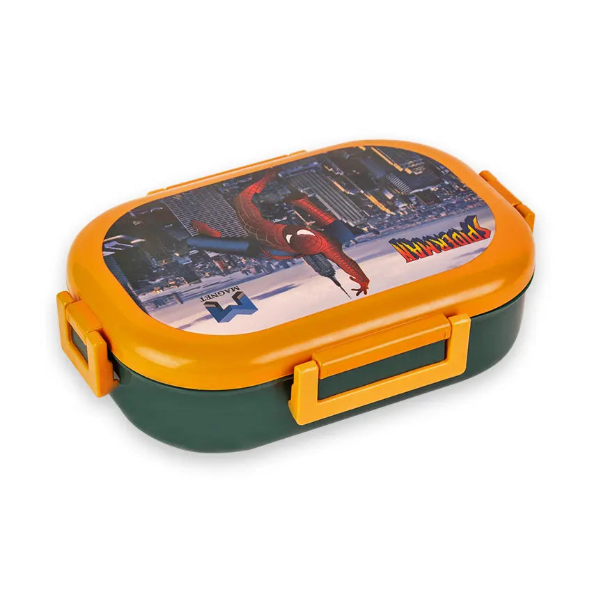 Appollo Kids Magnet School Plastic Tiffin & Lunch-Box With Spoon ( Random Colors )