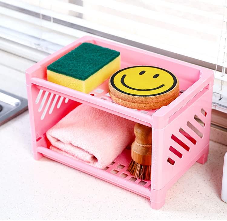 Omega 2-Layer Small Size Multi-Purpose Kitchen & Cosmetics Stationary Organizer Rack (Random Colors Will Be Sent)