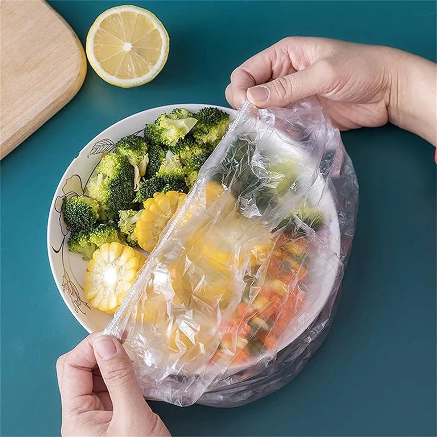 Pack Of 100pcs Disposable Elastic Stretchable Food Cover & Multipurpose Wrap