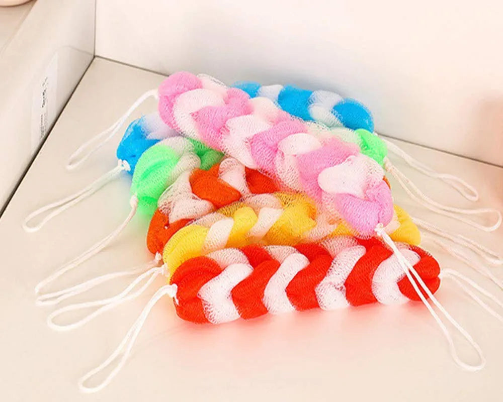 Multi-Color Long Bath Shower MESH Foam Sponge Body Loofa Belt