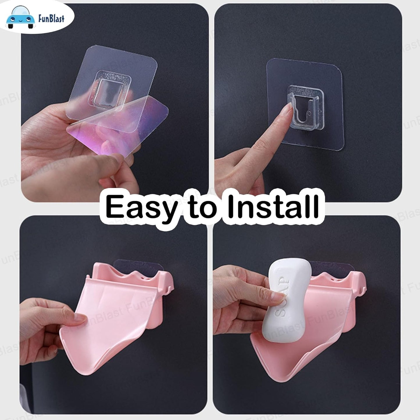Sticky Self-Adhesive Wall-Mount Plastic Soap Dish (Random Colors Will be sent)
