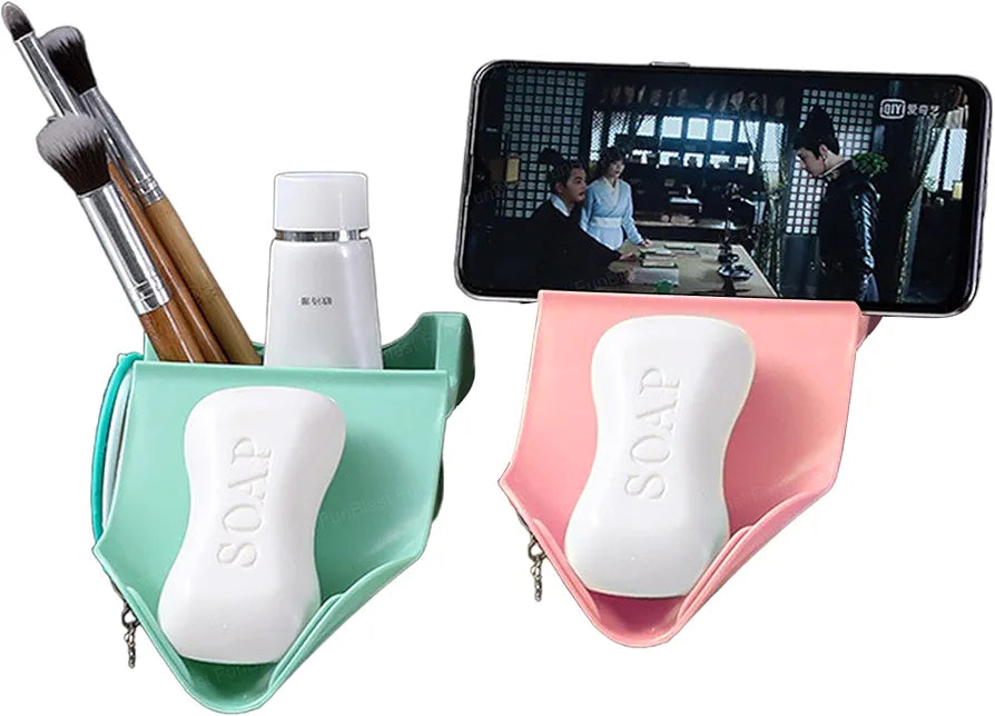 Sticky Self-Adhesive Wall-Mount Plastic Soap Dish (Random Colors Will be sent)