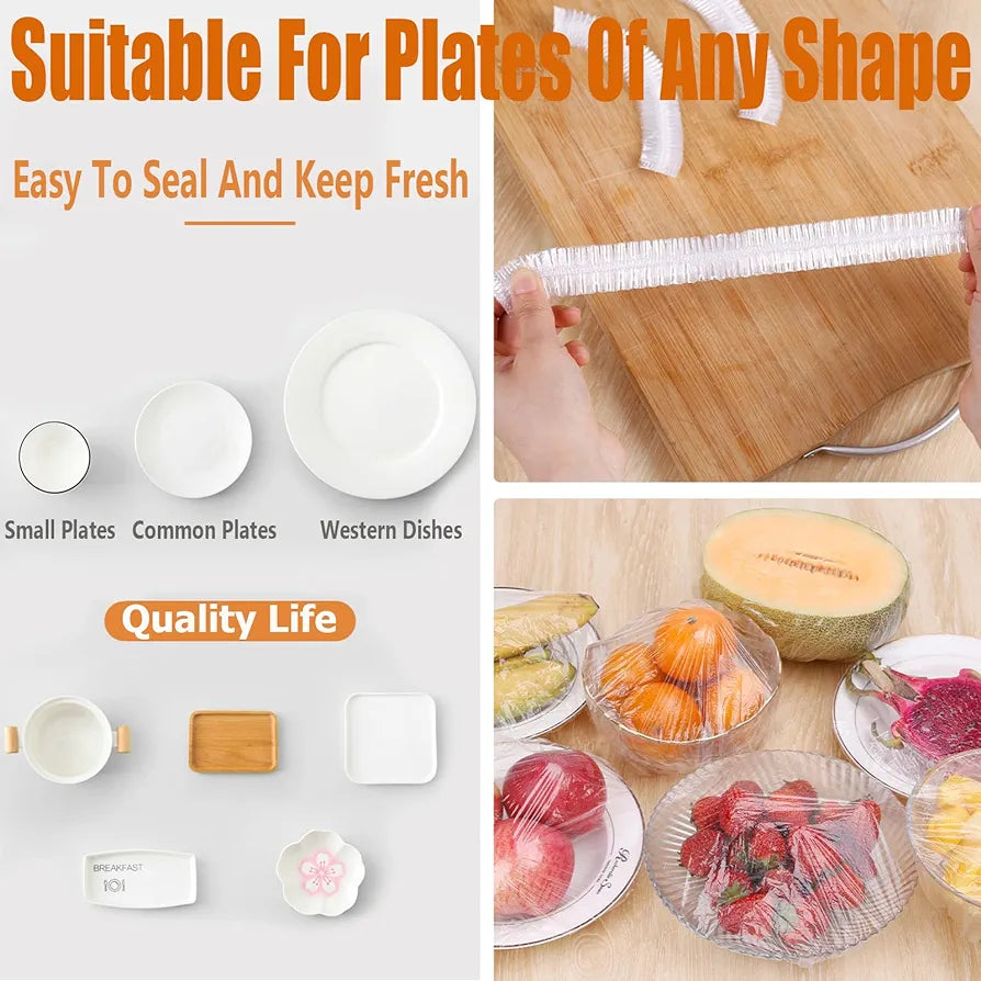 Pack Of 100pcs Disposable Elastic Stretchable Food Cover & Multipurpose Wrap