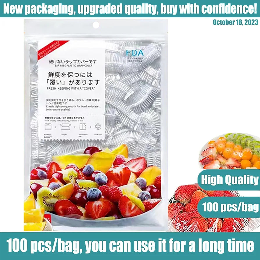 Pack Of 100pcs Disposable Elastic Stretchable Food Cover & Multipurpose Wrap