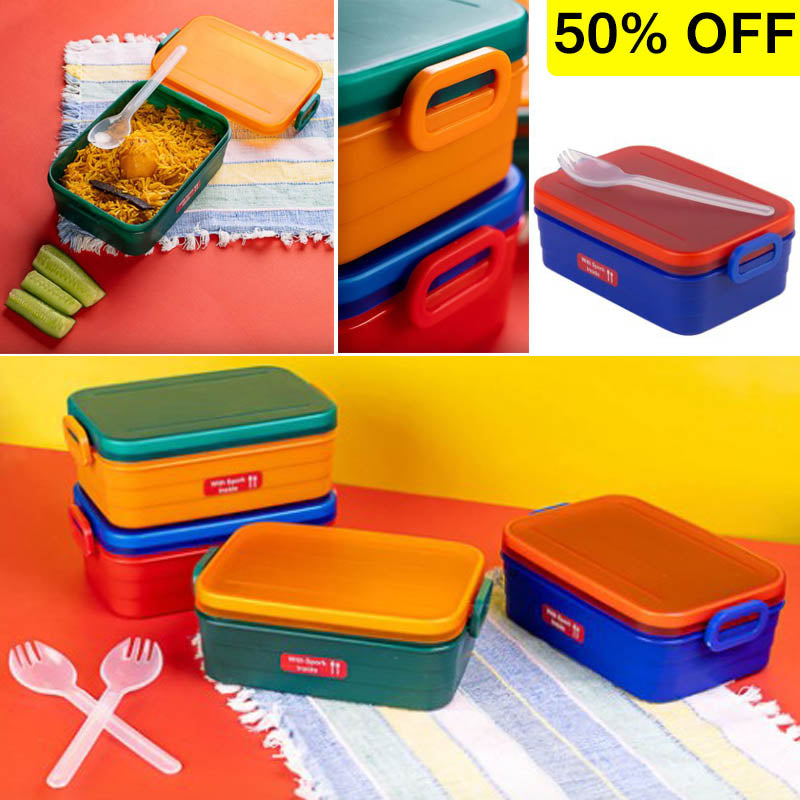 Appollo Kids Bunny School Plastic Tiffin & Lunch-Box With Spoon ( Random Colors Will Be Sent )