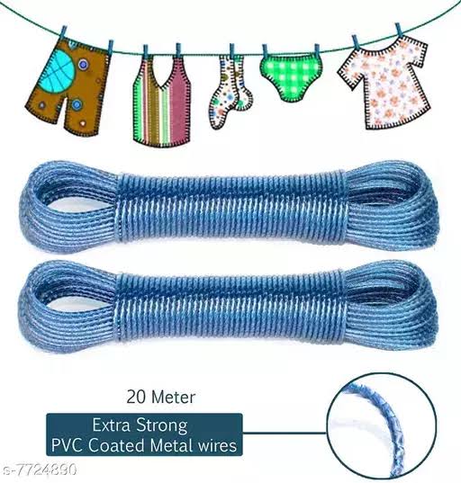 Metal Coated (20-Meters/60-Feet) Laundry Non-Slip Hanging Rope ( Random Colors Will Be Sent)