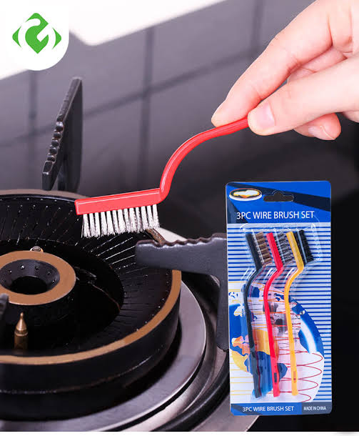 Pack Of 3pcs Multi-Purpose Hard Metal Wire Cleaning Scrubbing Brush Set