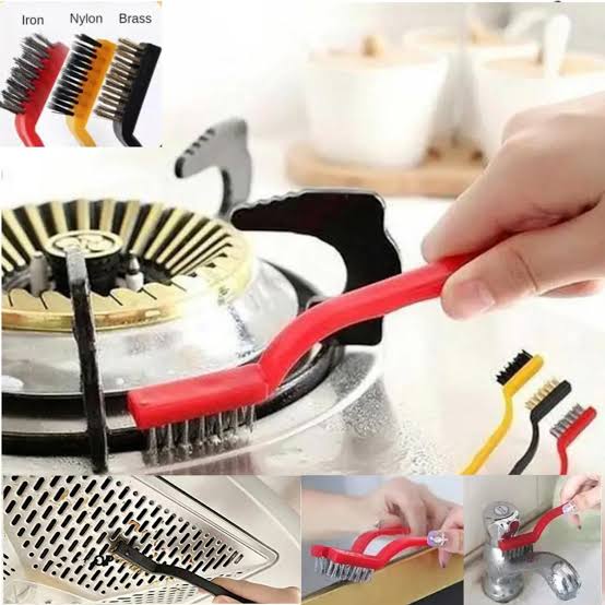 Pack Of 3pcs Multi-Purpose Hard Metal Wire Cleaning Scrubbing Brush Set