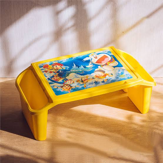 Multi-Purpose Plastic Kids Study & Laptop Table With Side Storage Boxes ( Random Colors Will be Sent )