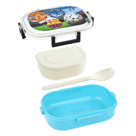 Appollo Kids Magnet School Plastic Tiffin & Lunch-Box With Spoon ( Random Colors )