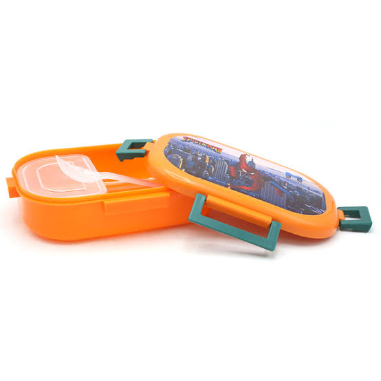 Appollo Kids Magnet School Plastic Tiffin & Lunch-Box With Spoon ( Random Colors )