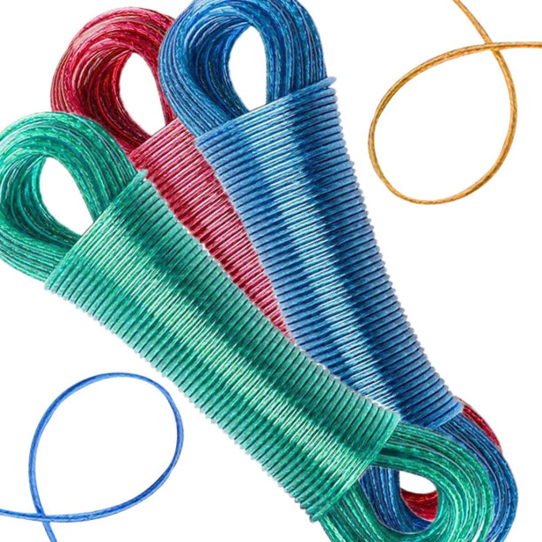 Metal Coated (20-Meters/60-Feet) Laundry Non-Slip Hanging Rope ( Random Colors Will Be Sent)