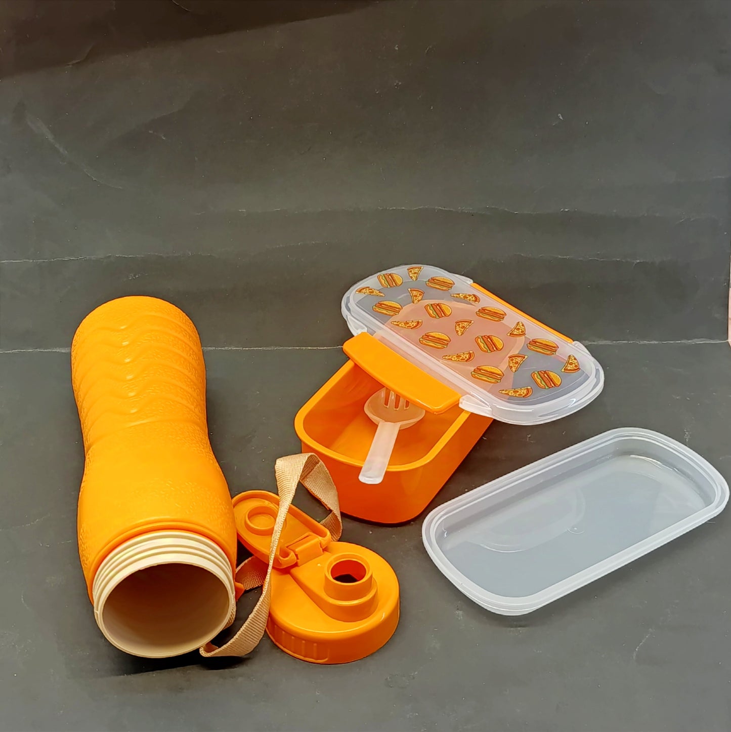 Appollo Buddy 2-Layer Plastic Kids Lunch Box and Water Bottle Set ( Random Colors Will Be Sent)