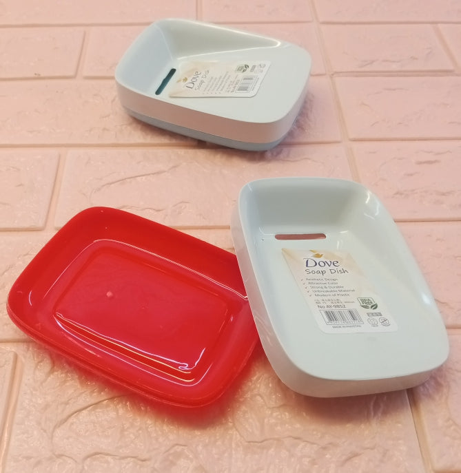 Dove Plastic Soap Dish With Bottom Drain Tray( Random Colors Will Be Sent)