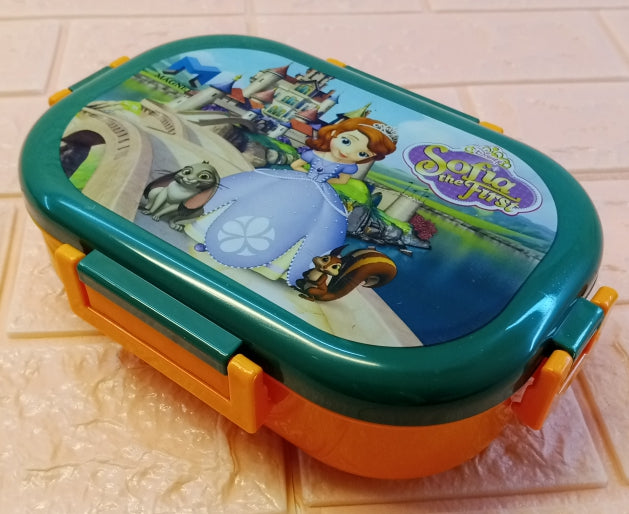 Appollo Kids Magnet School Plastic Tiffin & Lunch-Box With Spoon ( Random Colors )
