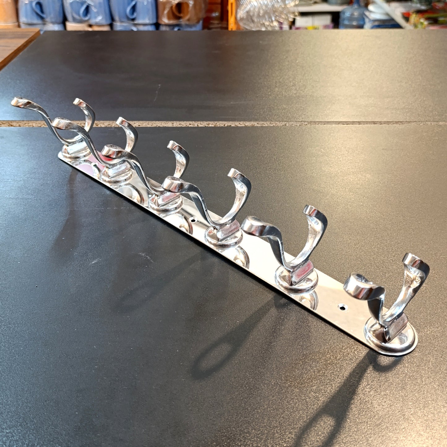 Stainless steel 6-Hook Hanging Silver Wall-Mount Screw Rail Hanger