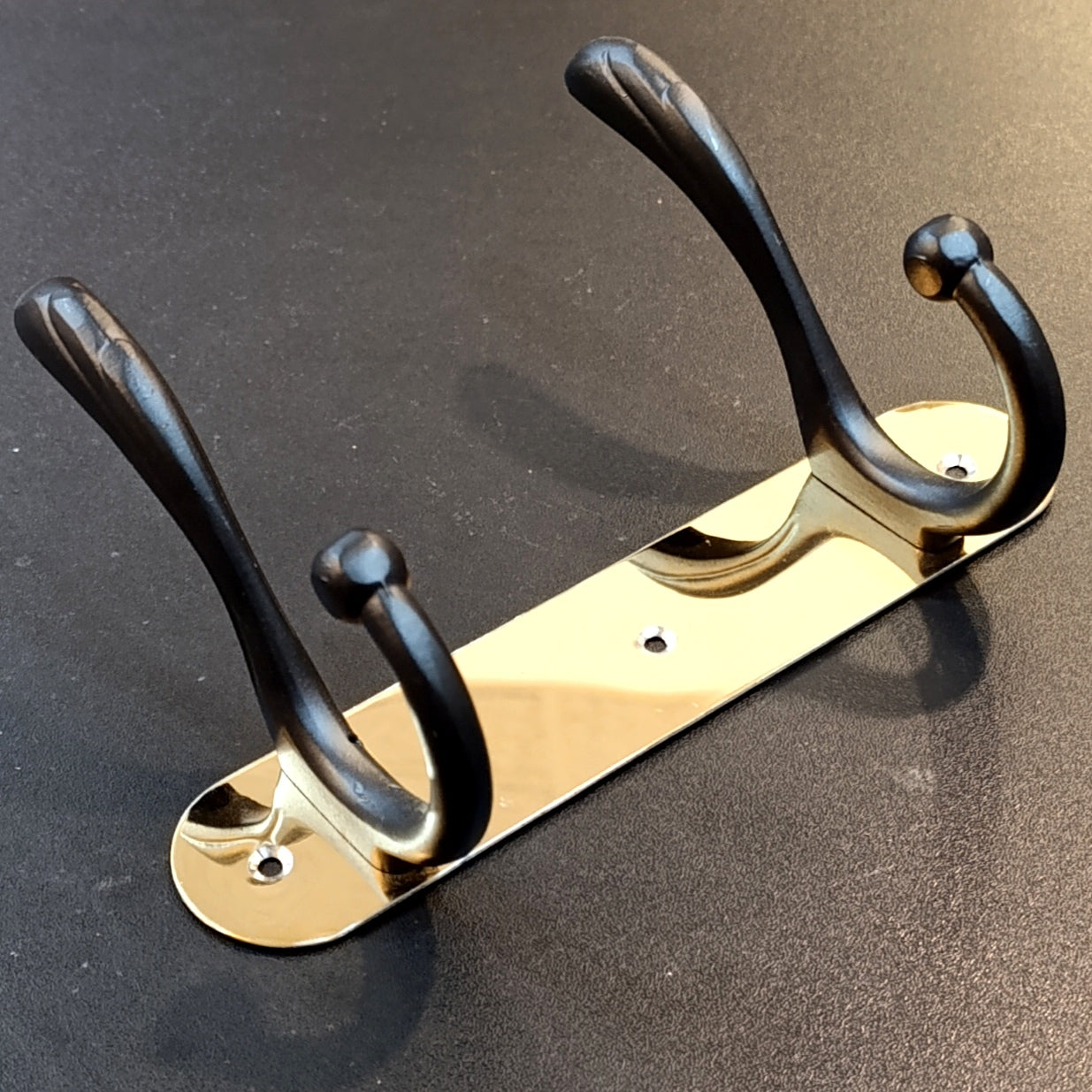 Stainless steel 2-Hook Hanging Golden Wall-Mount Screw Rail Hanger