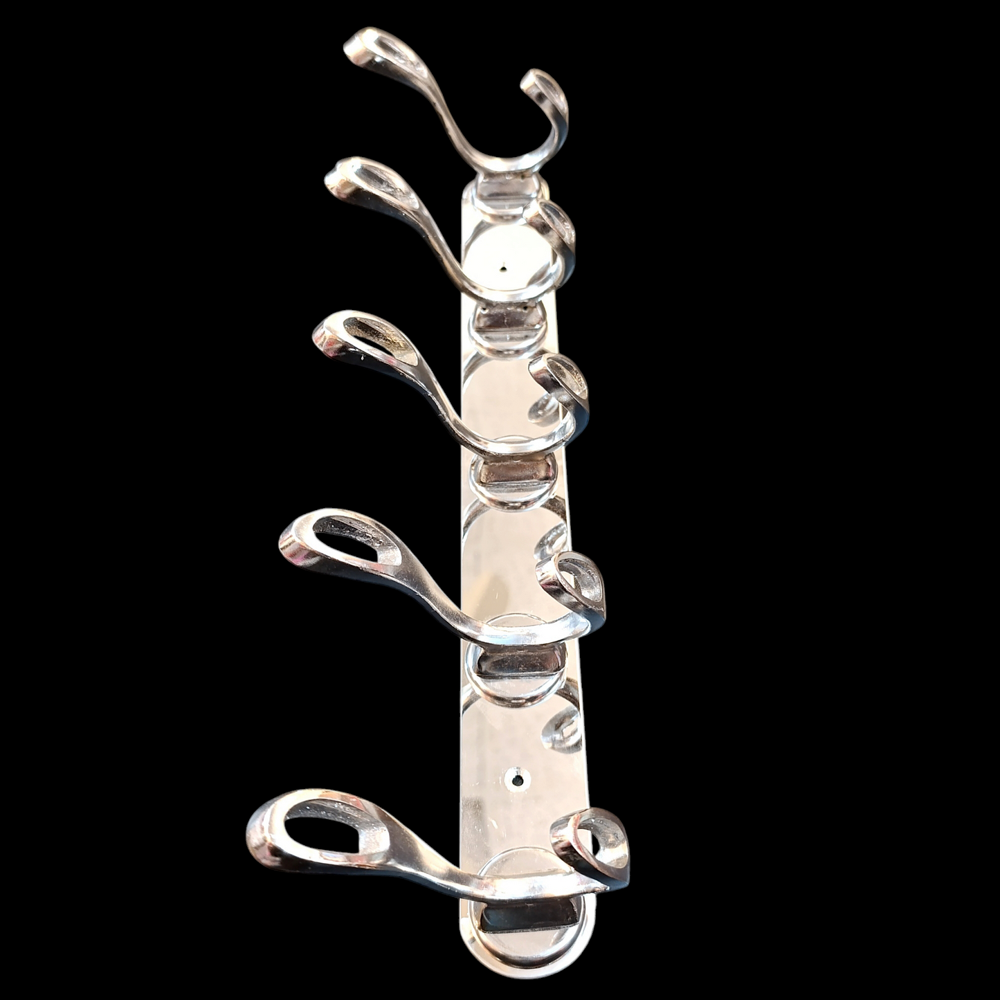 Stainless steel 5-Hook Hanging Silver Wall-Mount Screw Rail Hanger