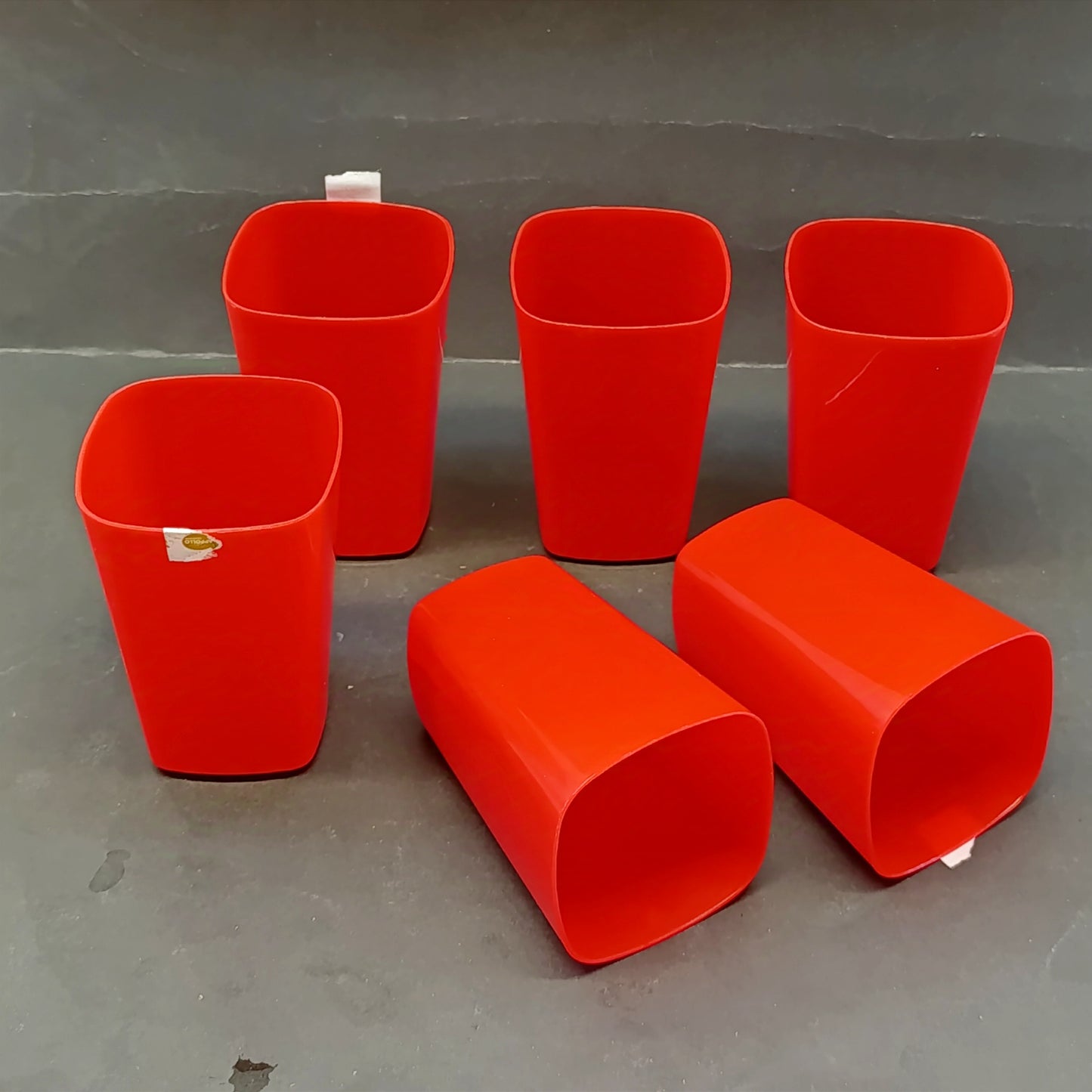 Appollo Pack Of 6pcs Plastic Water Glass Set Size-250ml(Random Colors Will be Sent)