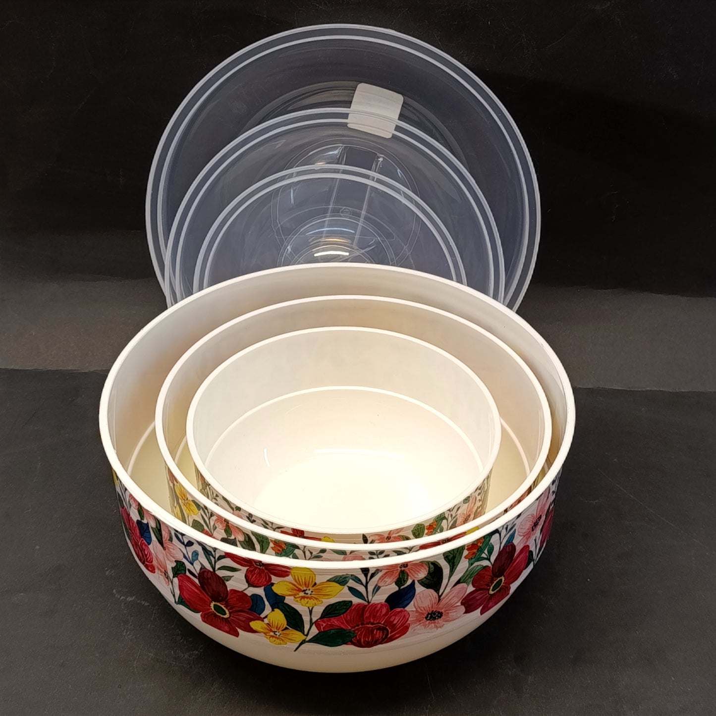 Lavena Pack Of 3pcs Plastic Round Storage Bowl Set With Air Tight Lid