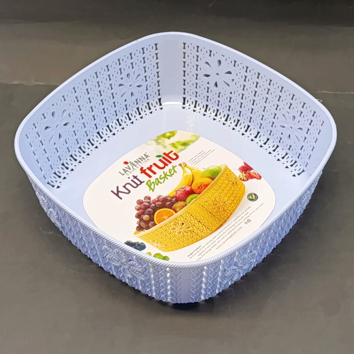Lavena 1Pcs Plastic Square Shape Fruit Basket (Random Colors Will Be Sent)