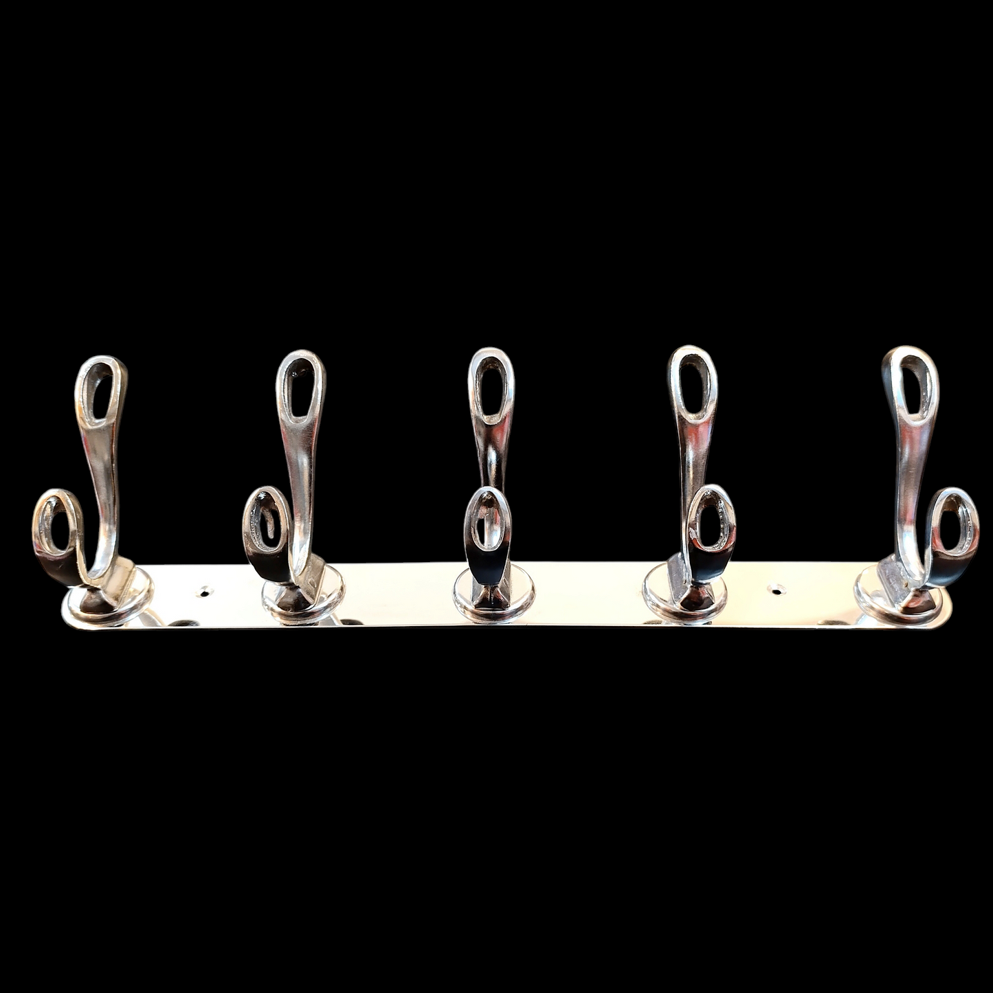 Stainless steel 5-Hook Hanging Silver Wall-Mount Screw Rail Hanger