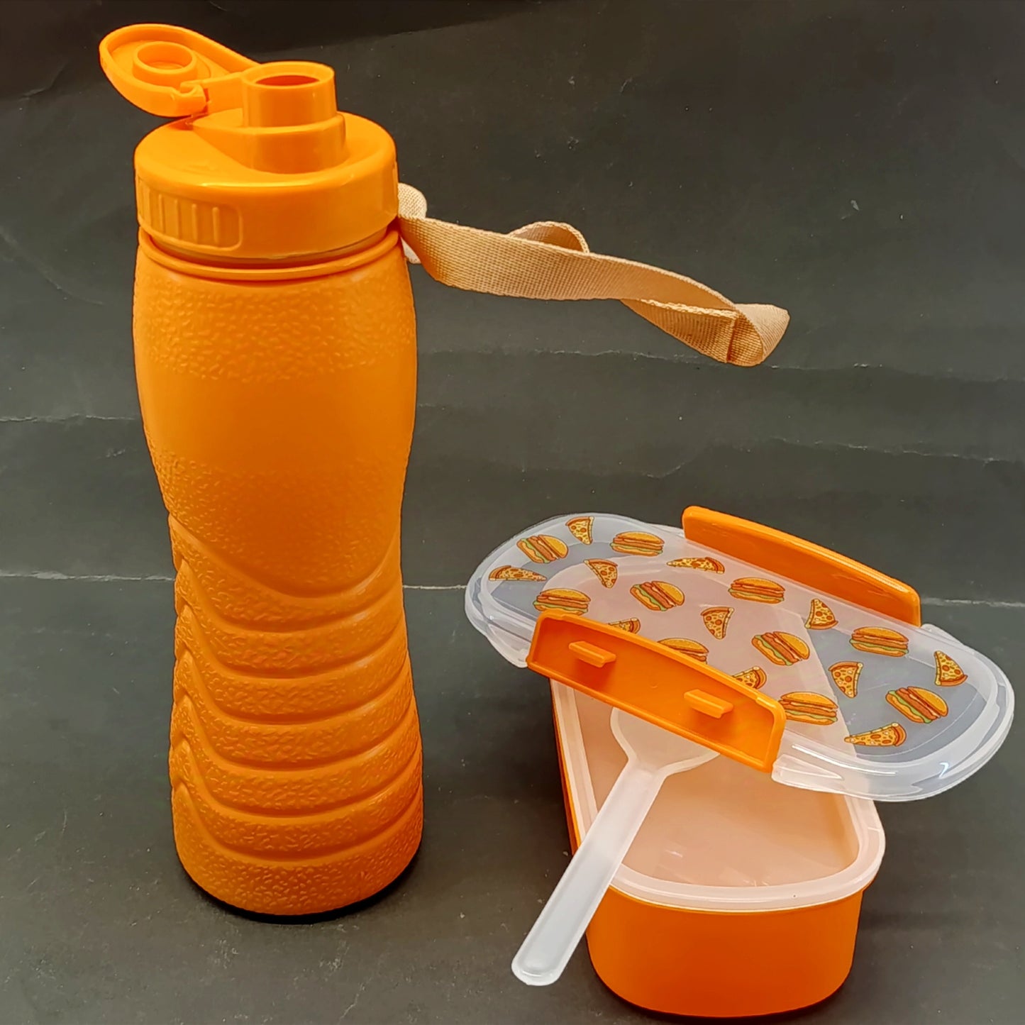 Appollo Buddy 2-Layer Plastic Kids Lunch Box and Water Bottle Set ( Random Colors Will Be Sent)