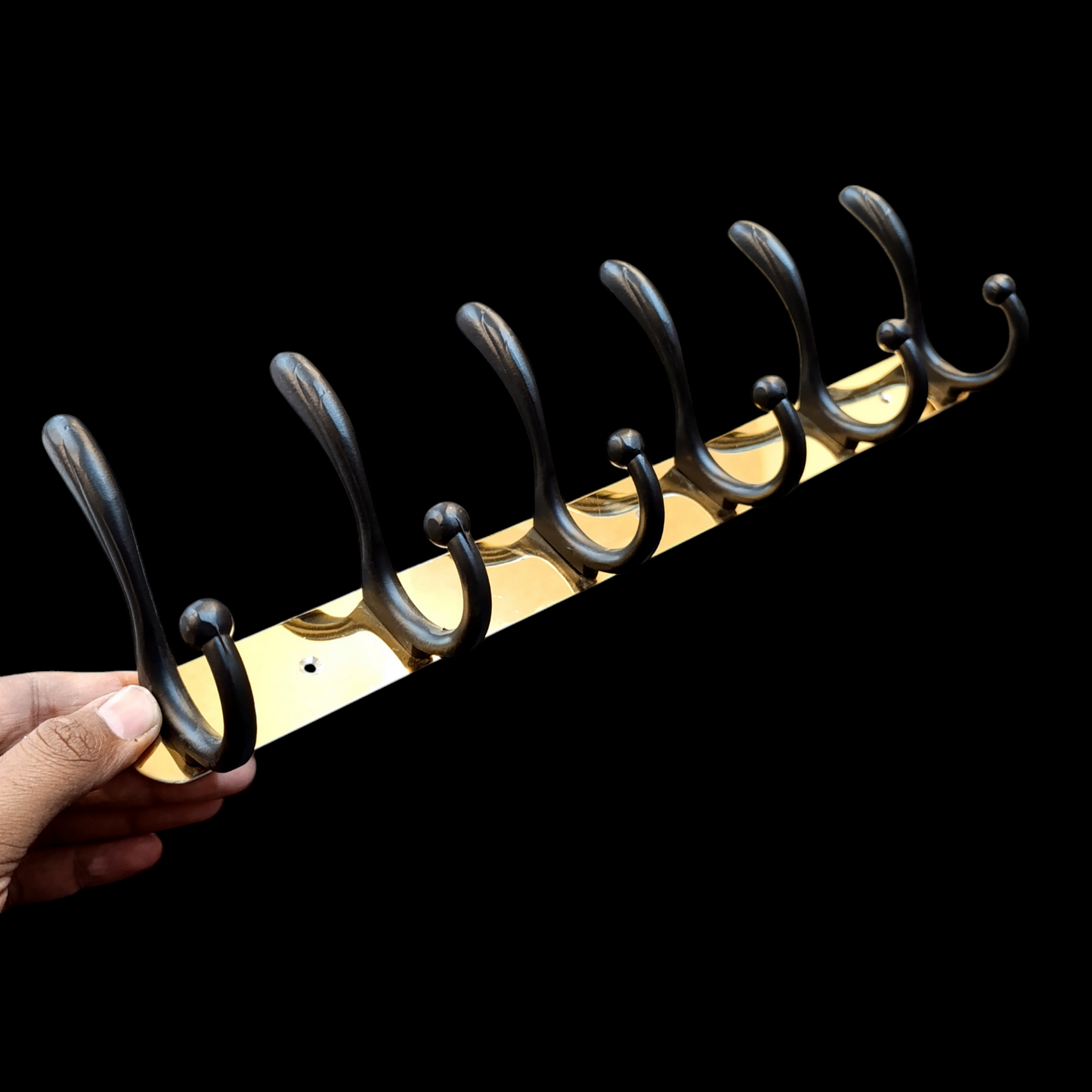 Stainless steel 6-Hook Hanging Golden Wall-Mount Screw Rail Hanger