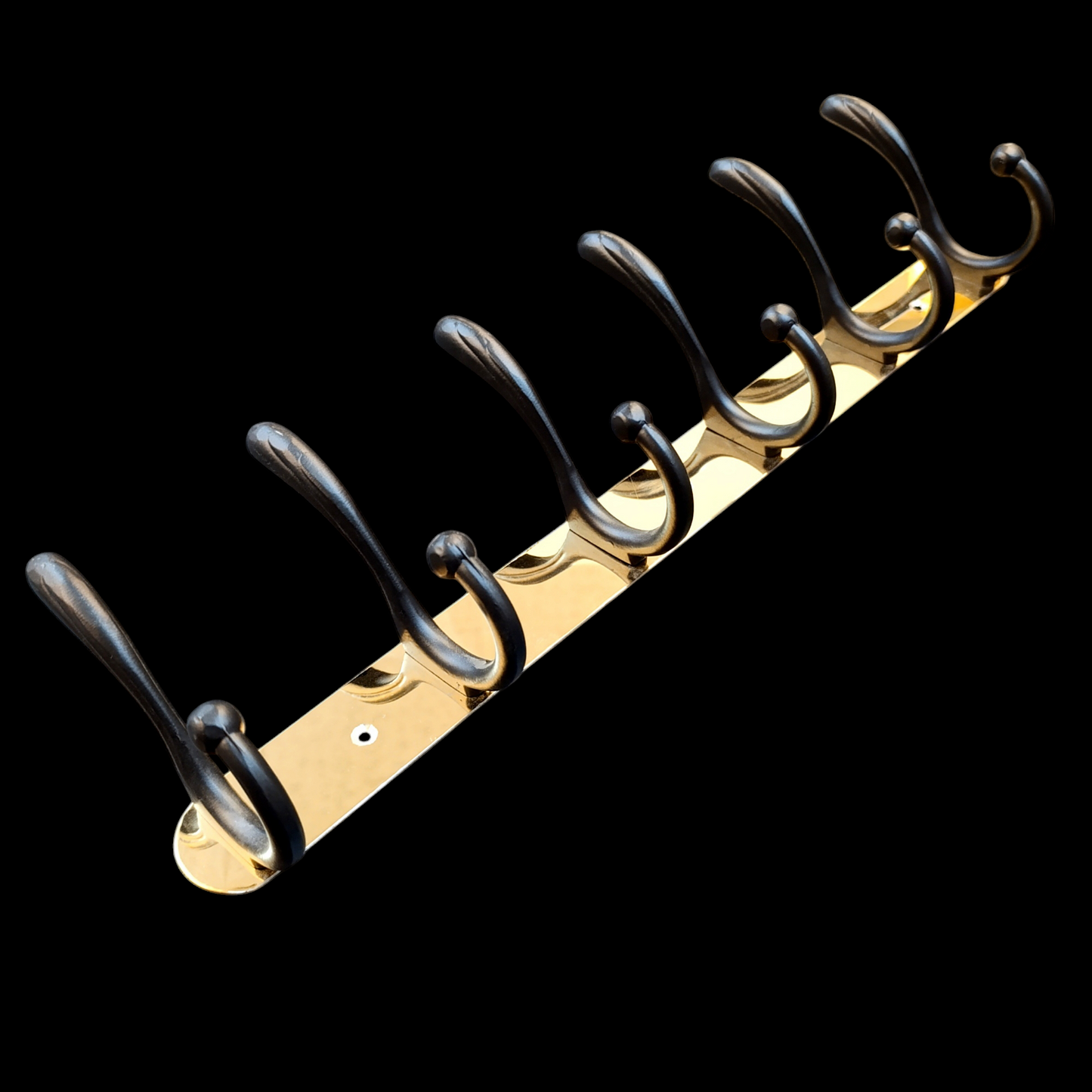 Stainless steel 6-Hook Hanging Golden Wall-Mount Screw Rail Hanger