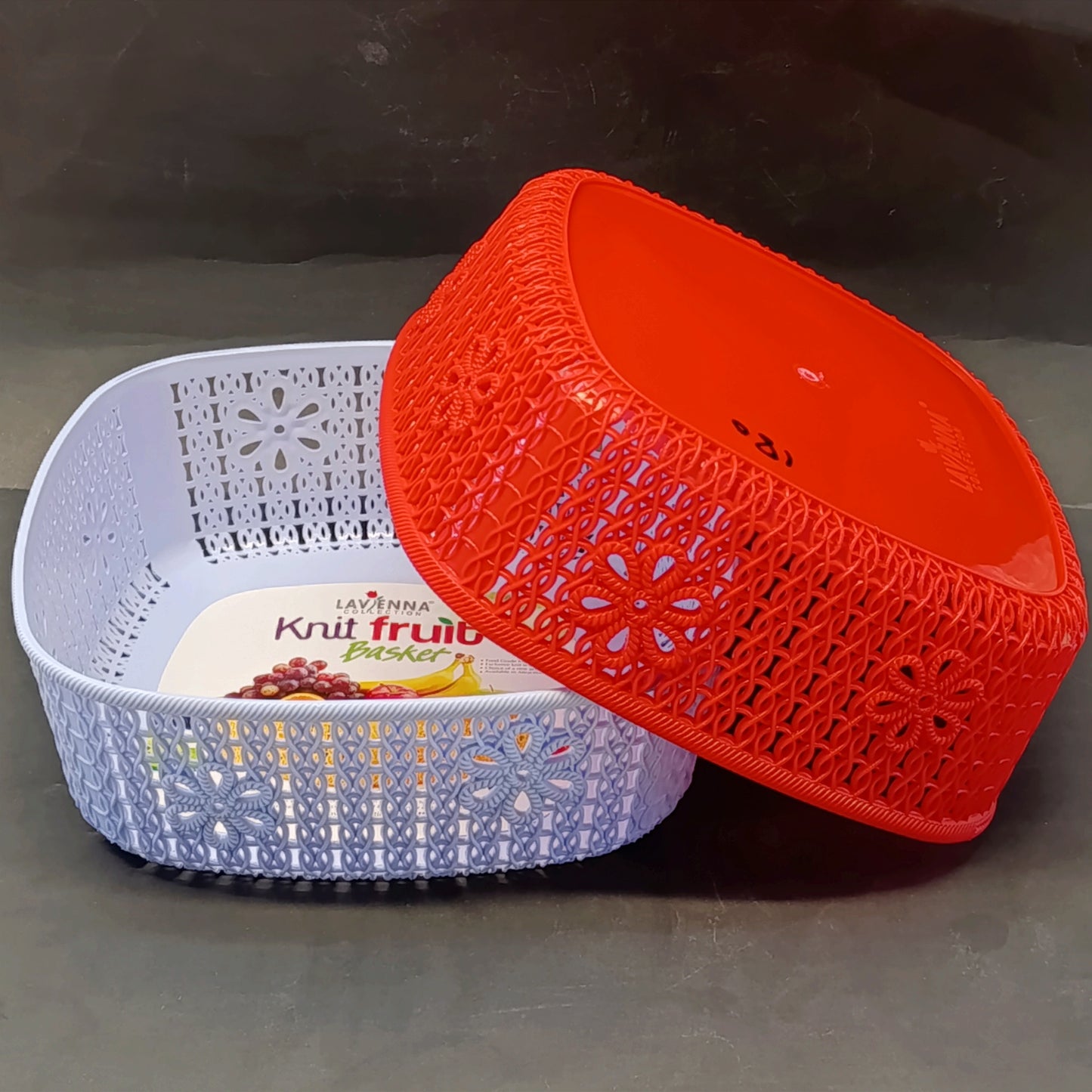 Lavena 1Pcs Plastic Square Shape Fruit Basket (Random Colors Will Be Sent)