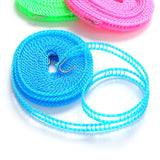 Cloth-Line (5-Meters) Laundry Non-Slip Hanging Rope With Metal Hooks ( Random Colors Will Be Sent)