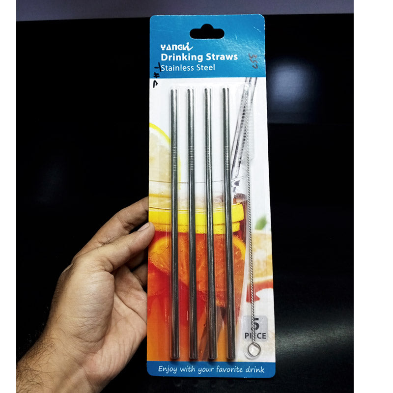Pack Of 4pcs Re-Usable Stainless Steel Drinking Party Straws