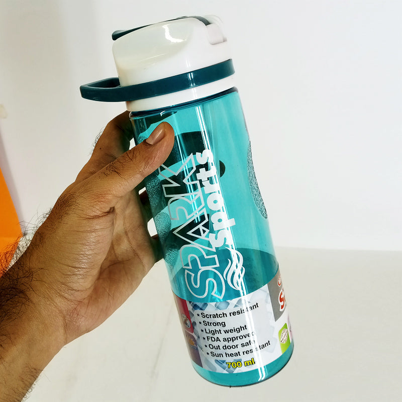 Bright 700ml Spark Sports Plastic Water Bottle With Straw (Random Colors Will Be Sent )