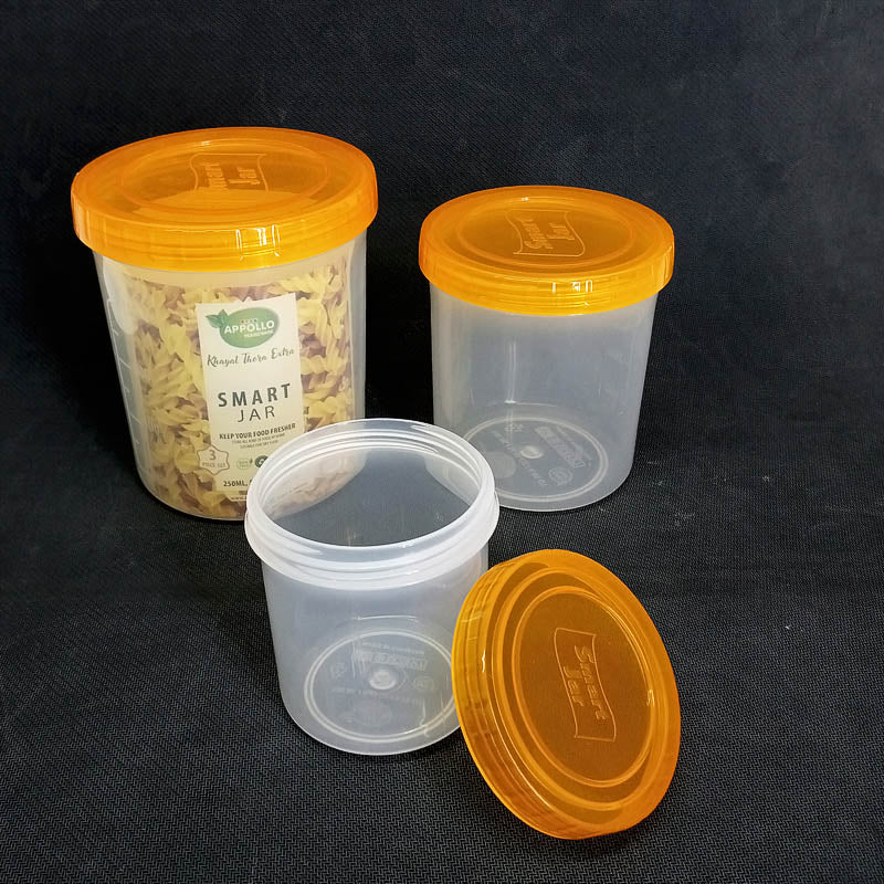 Appollo Pack Of 3pcs Medium & Small Size Plastic Heavy-Duty Food Jar Set ( Random Colors )