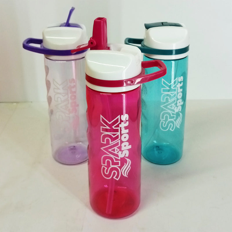 Bright 700ml Spark Sports Plastic Water Bottle With Straw (Random Colors Will Be Sent )