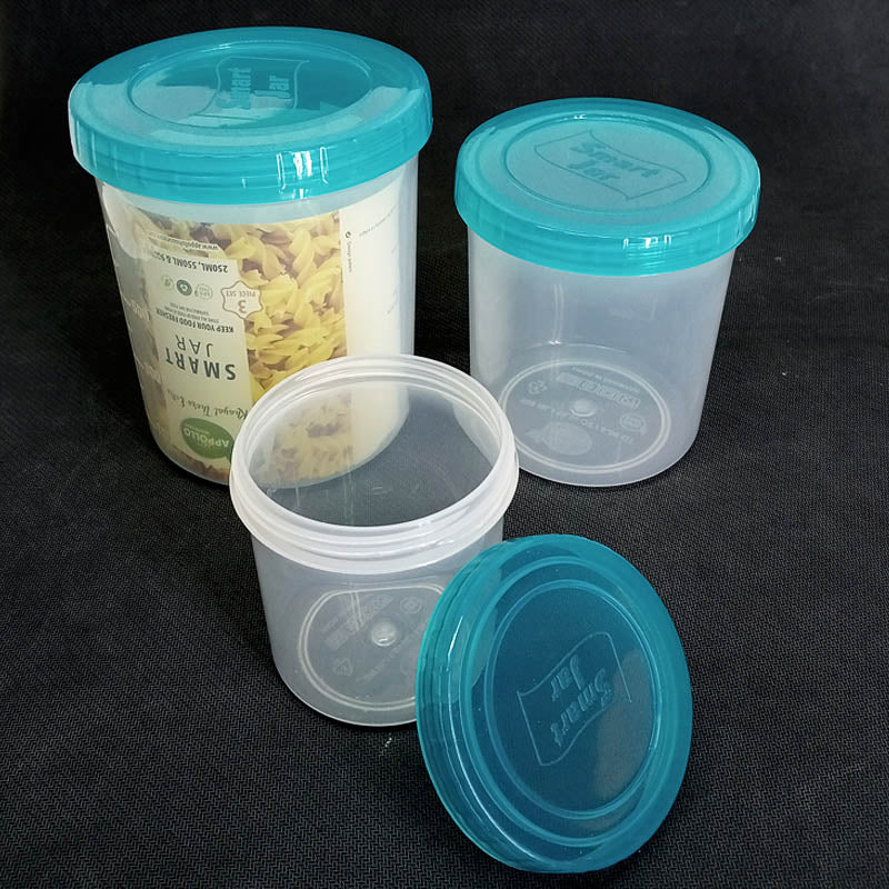 Appollo Pack Of 3pcs Medium & Small Size Plastic Heavy-Duty Food Jar Set ( Random Colors )