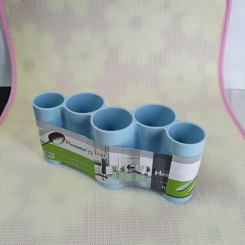 Homeket 5-Partition Multi-Purpose Cutlery & Cosmetics Brush Holder Organizer (Random Colors Will Be Sent)