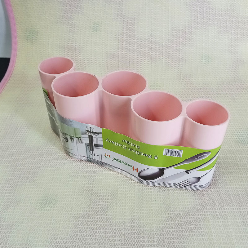 Homeket 5-Partition Multi-Purpose Cutlery & Cosmetics Brush Holder Organizer (Random Colors Will Be Sent)
