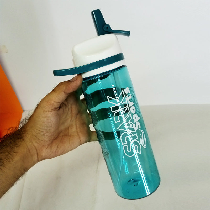 Bright 700ml Spark Sports Plastic Water Bottle With Straw (Random Colors Will Be Sent )