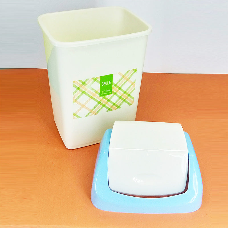 Appollo Fresh Hut Medium-Size Plastic Dust Bin With Cover ( Random Colors Will Be Sent )