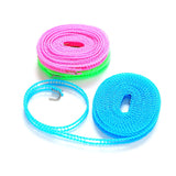 Cloth-Line (5-Meters) Laundry Non-Slip Hanging Rope With Metal Hooks ( Random Colors Will Be Sent)