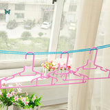 Cloth-Line (5-Meters) Laundry Non-Slip Hanging Rope With Metal Hooks ( Random Colors Will Be Sent)