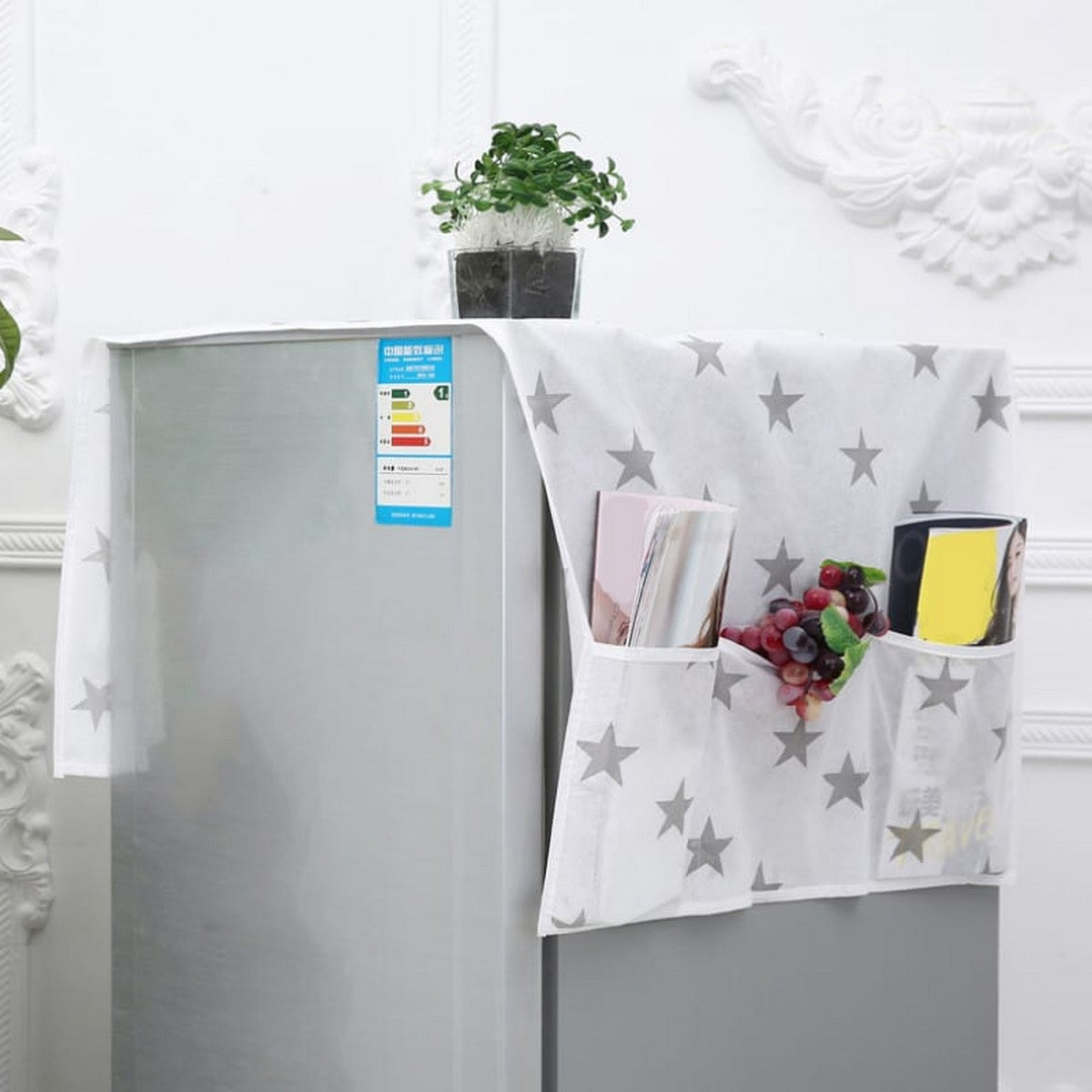 Refrigerator Water & Oil Proof Parachute Fridge Cover ( Random Colors Will Be Sent )