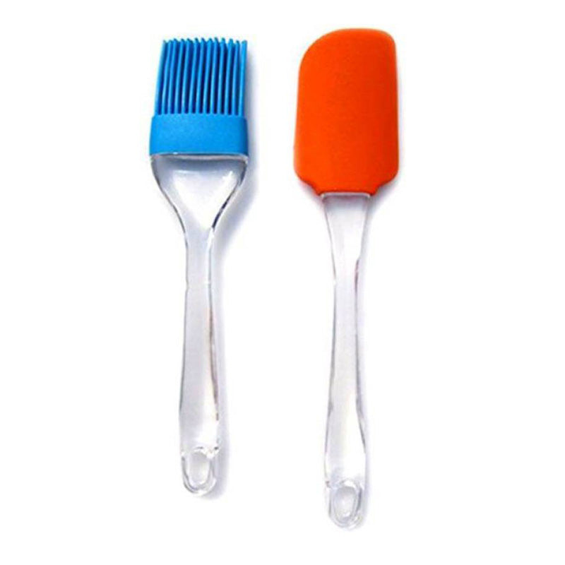 Pack Of 2pcs Silicon Multi-Color Oil Brush & Spatula Set( Random Colors Will Be Sent)