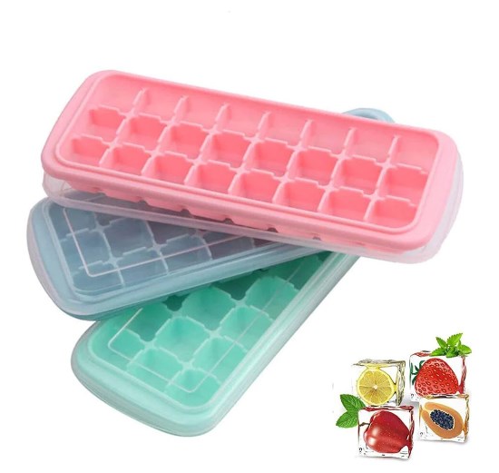 Appollo Bubble 24-Grid Plastic Ice Cube Tray With Cover ( Random Colors )