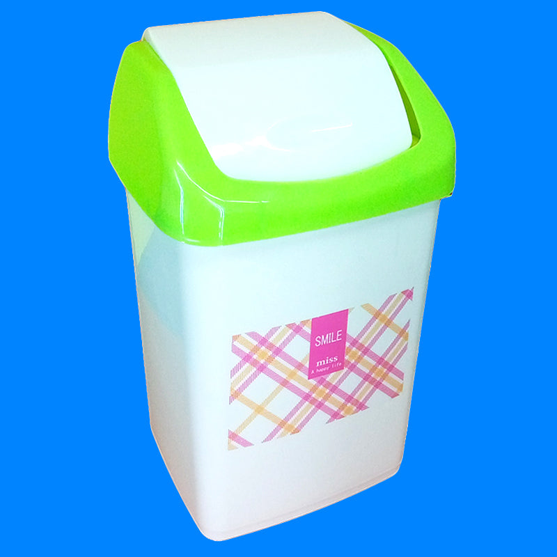 Appollo Fresh Hut Medium-Size Plastic Dust Bin With Cover ( Random Colors Will Be Sent )