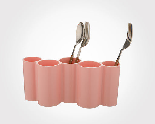 Homeket 5-Partition Multi-Purpose Cutlery & Cosmetics Brush Holder Organizer (Random Colors Will Be Sent)