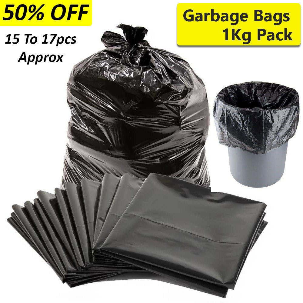 Disposable 1kg-Pack Black Garbage Bags Shopper( 24 X 36 inches ) Approx ( 15 To 17pcs )