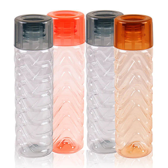 Appollo Pack Of 2pcs Platinum Transparent Plastic One-Litre Fridge Water Bottle Set ( Random Colors Will Be Sent )